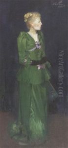 Full Length Portrait Of Maggie Hamilton In An Emerald Green Dress