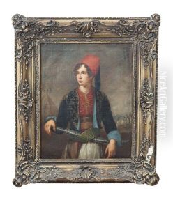 Three Quarter Length Portrait Of A Young Man, Possibly William King, In Hellenic Costume by Jose Gutierrez de la Vega