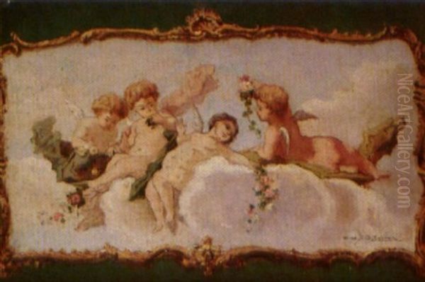 Cupids With Garlands Of Flowers - view 1