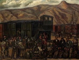 Cargadores De Vino En Duenas by Jose Gutierrez Solana