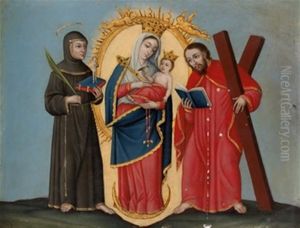 Virgen Con Nino Y Santos by Joaquin Gutierrez