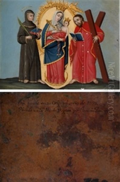 Virgen Con Nino Y Santos - view 1