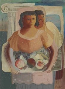 Dos Mujeres Con Frutas by Francisco Gutierrez