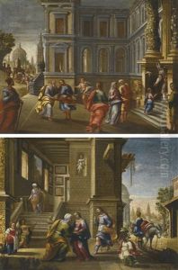 The Visitation; The Presentation Of The Virgin At The Temple by Francisco Gutierrez