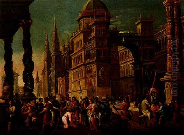 Architectural Capriccio With Christ And The Woman Taken In Adultery - view 1