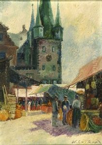 Messe Am Rententurm In Frankfurt Am Main (+ Die Landschaft Am Main; 2 Works) by Wilhelm Gutmann