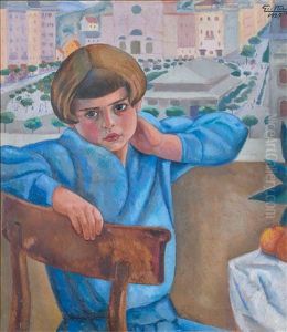 Fanciulla Seduta Sul Terrazzo by Alfredo Guttero