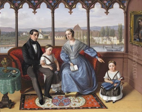 Portrait Of A Family Seated In A Loggia Overlooking A Rhenish Town - view 1