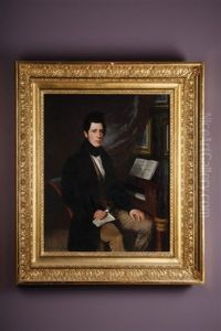Portrait Of A Young Man Holding Music Beside A Piano