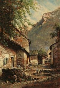 Rural Landscape With Pigs