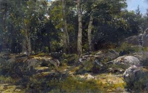 Lichtung Im Wald Von Fontainebleau by Louis Jean Baptiste Guy