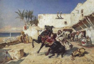 Le Depart Pour La Chasse, Maroc by Louis Jean Baptiste Guy