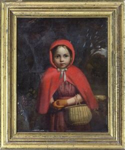 A Hooded Girl Carrying A Woven Basket