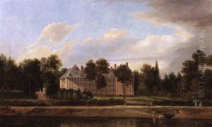 View Of The Chateau De Rosny From Across The Seine by Antoine-Patrice Guyot the Younger
