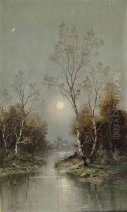 Vollmond Uber Dem Birkenmoor by Louise J. Guyot