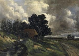 Vor Dem Gewitter. Bauernkaten Am Waldrand