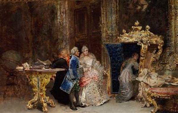 Interior With Elegant People In Rococo Costumes - view 1