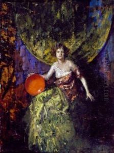Woman With Large Red Ball by Indiana Gyberson