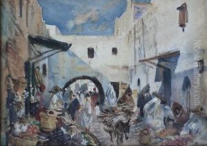 Continental Street Scene by Arthur Baker-Clack