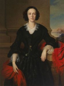 Three-quarter Length Portrait Of A Lady (gertrude Forstinger?) by Alajos Gyoergyi-Giergl
