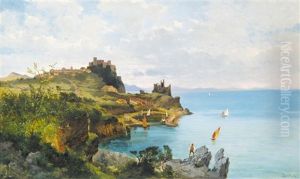 Seaside With Sailing-boats by Leo Gyoeroek