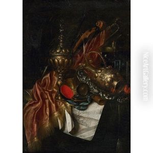 Nature Morte Au Drape Et Aux Pieces D"orfevrerie
