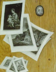 A Trompe L'oeil Of Prints Stuck To A Wooden Partition by Cornelis Norbertus Gysbrechts