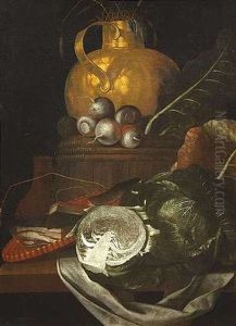 Kuchenstilleben Mit Gefasen Und Gemuse by Franciscus Gysbrechts