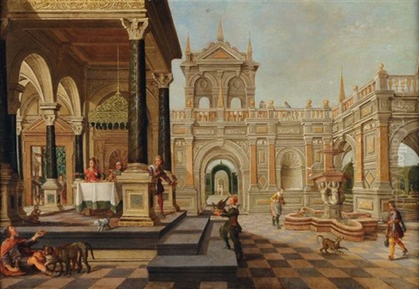 Lazare Et Le Mauvais Riche Dans Un Interieur De Palais - view 1