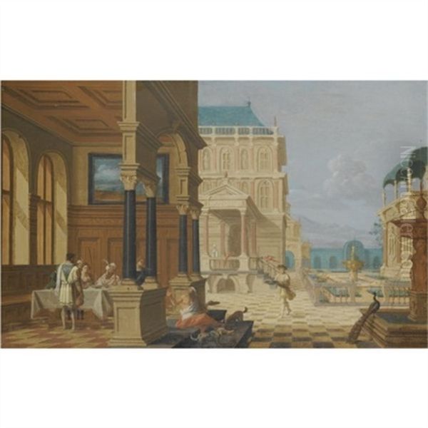 An Architectural Capriccio With Dives And Lazarus - view 1