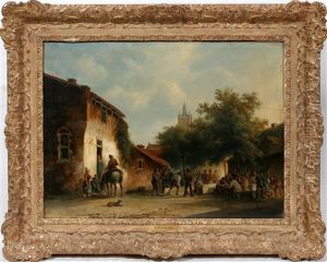 A Busy Town Square by Warner Gyselman