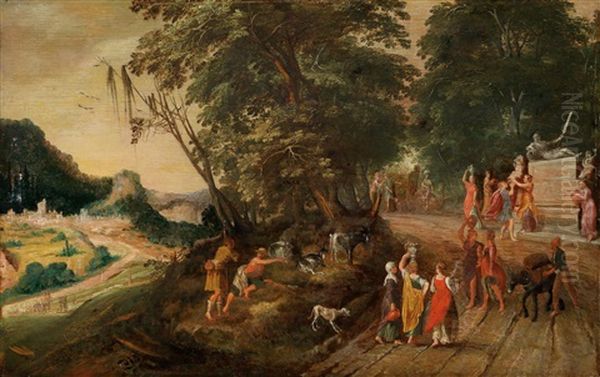 Gebirgslandschaft Mit Reicher Figurenstaffage - view 1