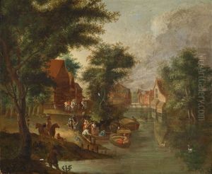 Eine Gesellschaft In Einem Am Ufer Eines Kanals Gelegenen Dorf by Peter Gysels