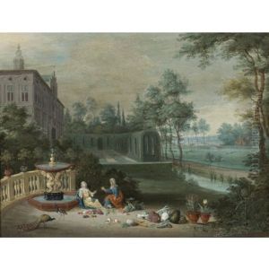 Vertumnus And Pomona In The Garden Of A Villa by Peter Gysels