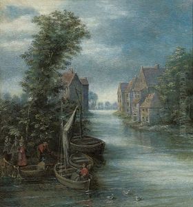 A River Landscape With Figures A River Landscape With Figures