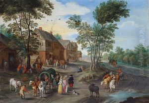 Dorflandschaft Mit Reisegesellschaft