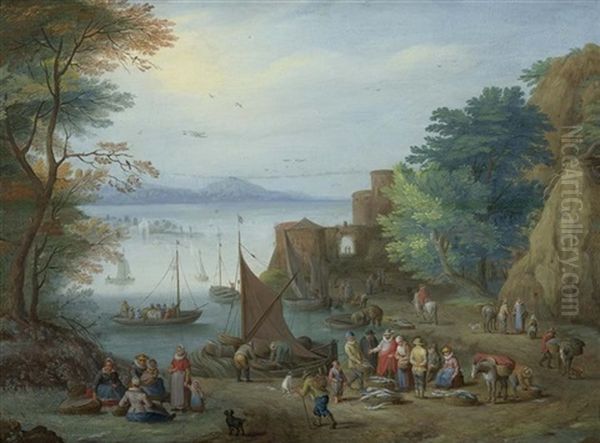 Flusslandschaft Mit Fischern Am Ufer - view 1