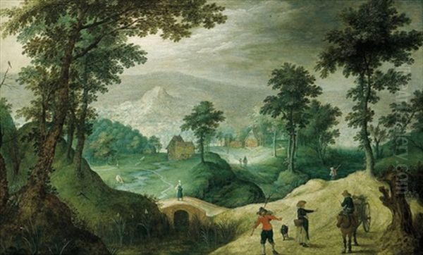 Bewaldete Landschaft Mit Reisenden - view 1