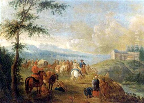 A Landscape With Travellers At Halt By A River - view 1