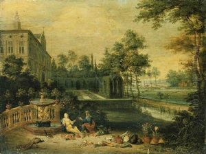 Vertumnus And Pomona Set Within The Grounds Of A Villa by Peter Gysels