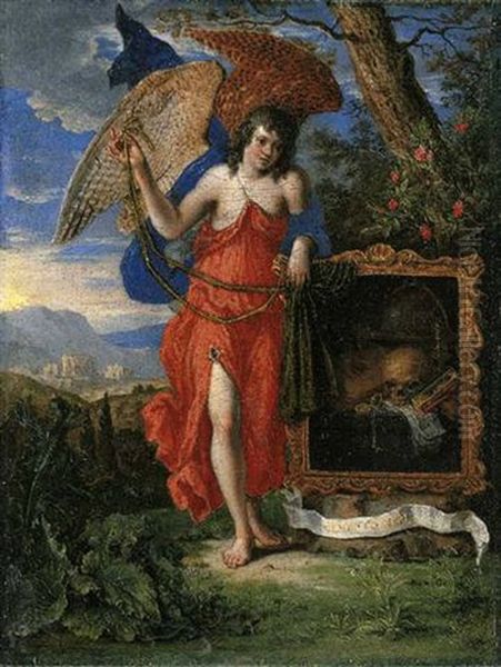 An Angel In A Landscape Holding A Vanitas Painting, A Memento Mori - view 1