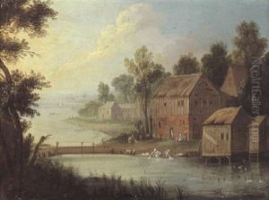 Paysage De Riviere Anime De Lavandieres