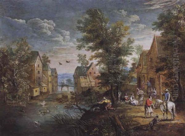 Dorf Am Flus Mit Vielen Figuren - view 1