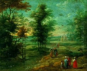 Wooded River Landscape With Travellers Wooded River Landscape With Travellers