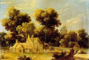 Landschaft Mit Hof Und Feldern