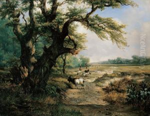 Hollandische Landschaft Mit Ziegenherde by Alexander Hieronymus Jun Bakhuyzen