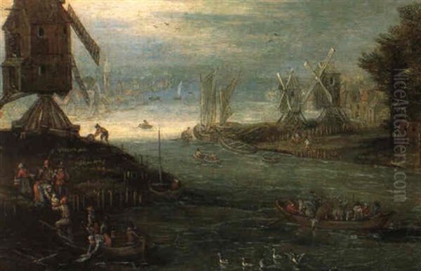 Paysage Fluvial Anime Avec Moulin - view 1