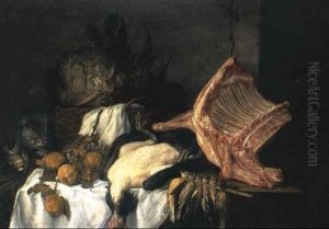 Nature Morte Au Panier De Legumes, A La Piece De Boeuf... Et Au Chat Nature Morte Au Panier De Legumes, A La Piece De Boeuf... Et Au Chat