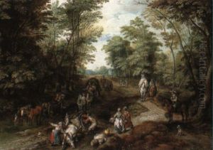 Paysage Avec Des Chariots Pres D'un Etang thumbnail