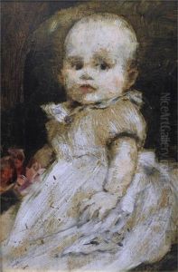 Kinderbildnis Mit Roter Blume by Nikolaus Gysis